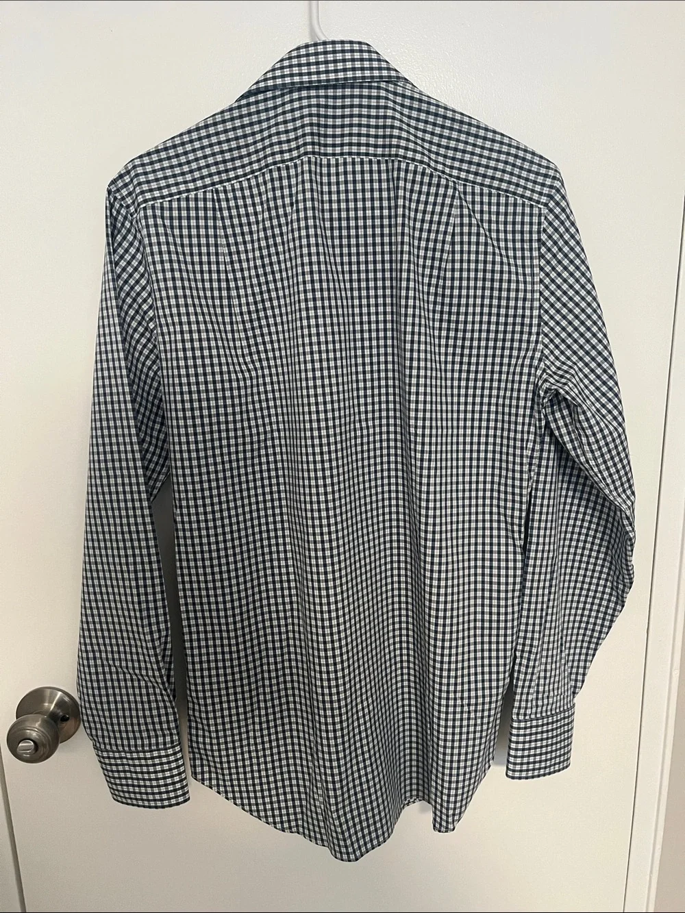 J. Crew Men's Navy and White Gingham Dress Shirt
